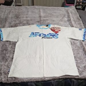Akademiks Blue and White Cotton Tee